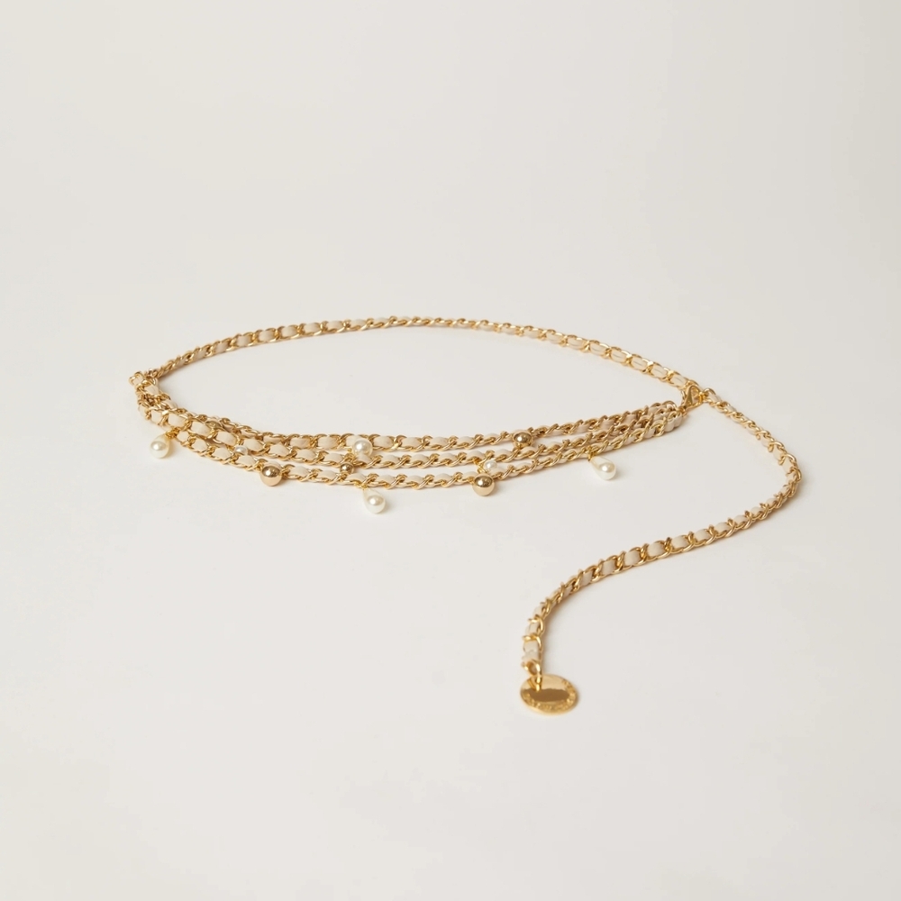 MADELYN CHAIN BELT B-LOW THE BELT ONE SIZE BONE/GOLD